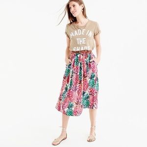 J.Crew Painted Pineapple A-Line Skirt